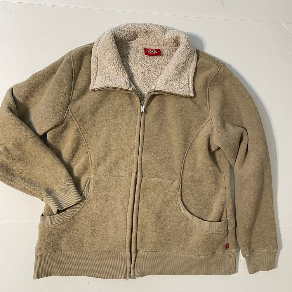 DICKIES Sherpa Fleece Lined Sweatshirt Tan Teddy Jacket Cozy and Stylish XL